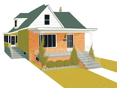 Nonna's House architechture building flat graphic home house illustration