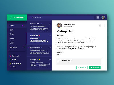 Mail Client App app application design desktop flat interface mail ui ux web