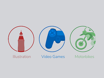 Hobbies icons motorbikes portfolio video games