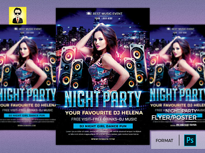 Night Girl Party Poster brochure club event girl hot manipulation night party photoshop poster sexy