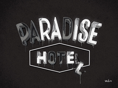 Paradise Hotel concept illustration lettering logo signage