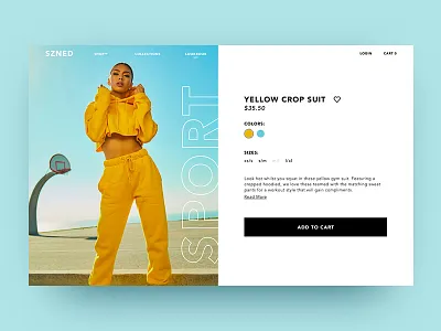 SZNED Product Page add card cart commerce e fashion page product to ui