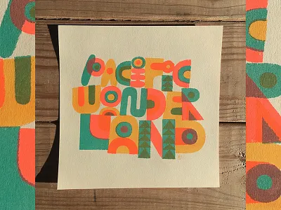 Pacific Wonderland Risograph field guide illustration mountains nature oregon trees type