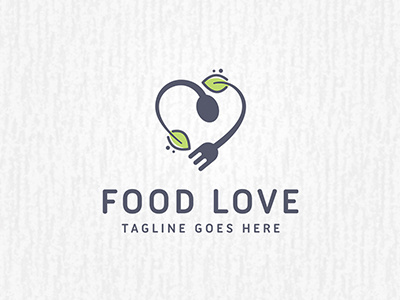 eco food love logo cook eco food fork heart leaf logo love nature restaurant sale template