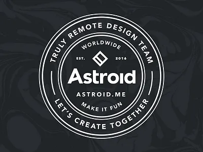 We are Astroid astroid brand branding design graphic icon label remote work symbol ui