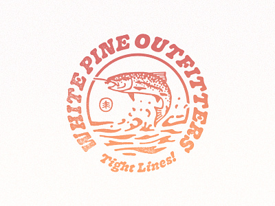 Retro Fish badge fish fishing fly lines outfitters pine retro tight white