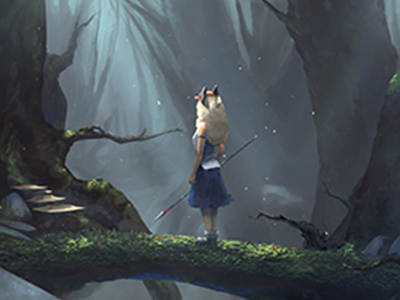 San artwork book cover concept art forest ghibli illustration mononoke painting wood