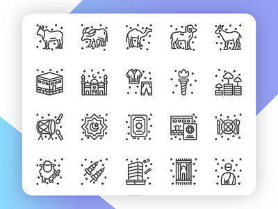 Eid Al Adha Icon Set celebration cow eid al adha icon icon set islam moslem outline icon qurban sheep