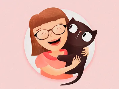 All you need is a cat | Illustration animal black cat cat cat drawing cat illustration cat kitten cat lady design girl illustration illustrator ilustración kid kitten photoshop pink scary smile smiley face vector