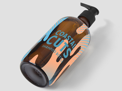 Coastal Cuts Bottle barber barbershop beach bottle design hair negative space negative space logo shampoo summertime vintage badges vintage barber designs