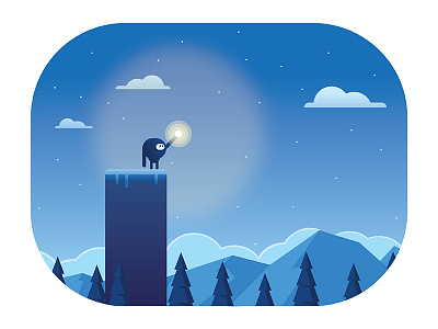 Night Warmth cold illustration monster mountain night sky warm woods