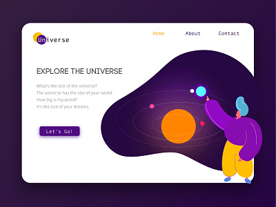 Explore the universe agency design studio hero illustration landing page sales page space universe startup ui design web design website