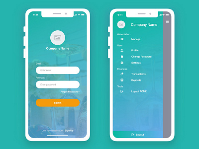 Daily Ui login and sidemenu with grouping app card cards design group menu image ios iphone login saha sidemenu signin