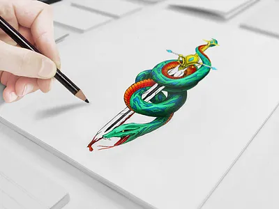 The tattoo design of a friend's trust design hand painted newschool painter snake tattoo