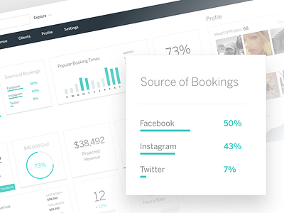 StyleSeat Pros cards dataviz graph interface modern ui ux web