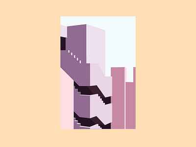 La Muralla Roja - Ricardo Bofill architecture illustration layers pastel pink simple simplycity urban