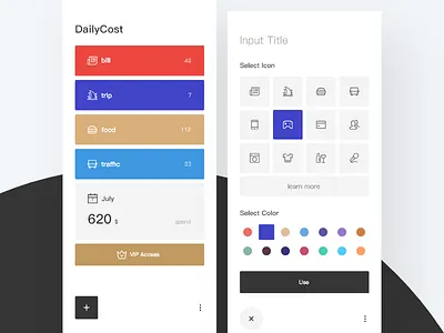 Dailycost 1 app bill color cost icon icon set illustrations information iphone ui user ux