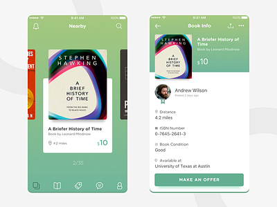 Bookie Application app application books interface iphone listing minimal uiux