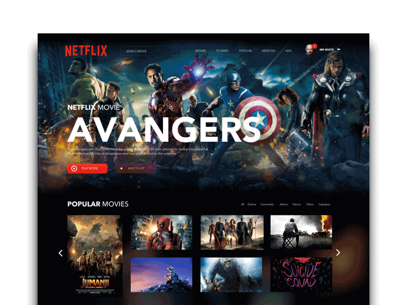 Netflix movies netflix sketch ui ux