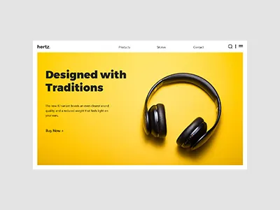 Headphones Landing Page headphone landing page music ui uiux user interface ux web design website yellow
