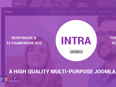 Intra - Multi-Page + One Page Joomla Theme agency blog bootstrap business corporate creative drag and drop joomla theme mega menu multi purpose multipage multipurpose portfolio quick support responsive t3 joomla theme