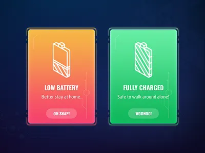 Flash Message - Battery battery charge color dailyui message notification popup