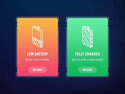 Flash Message - Battery battery charge color dailyui message notification popup