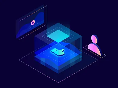 Promotion blockchain cube gradient isometric like promotion user video