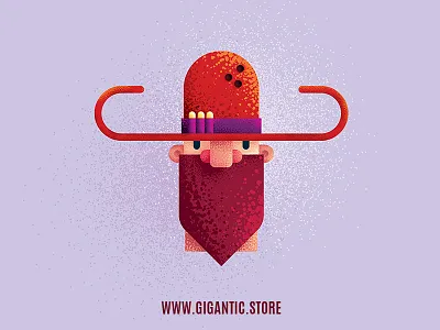 Flat Design Cowboy Character Illustration brush brushes cartoon character comic grain illustration man noise organic person texture