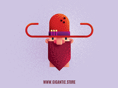 Flat Design Cowboy Character Illustration brush brushes cartoon character comic grain illustration man noise organic person texture