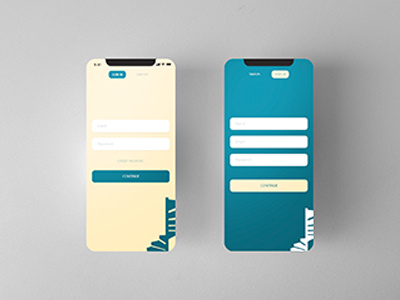 White Ladder green ladder login. screen. sign up yellow