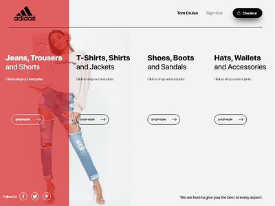 E -Commerce Interface adidas checkout e commerce hats jeans shirts shoes shop shopping tee wallets