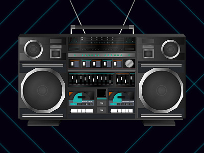 Ghettoblaster illustration music retro song ui