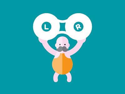 Strongman barbell character contact lens eye care illustration mustache tough vector weightlifter