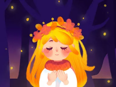 Good Wishes To You 800 600 character girl illustration night pray scenes