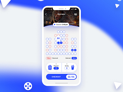 02 - Cinema Ticket App app blue cinema clean design mobile movies simple theaters ticket ui ux