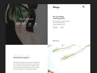 Breeze colors coming soon countdown font minimalist monochrome photoshop roboto ui ux web website