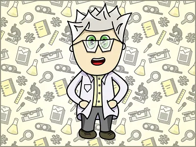 Meet the Scientist 2d affinity flask gizmo illustration illustrator microscope notebook science shiny vector