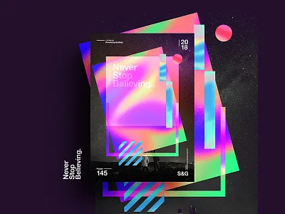 Never Stop Believing 2018 abstract art color design gradient retro skillshare swiss tutorial type typography