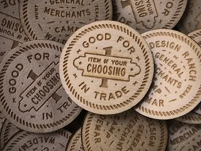 Ranch Wooden Nickel design ranch general merchants laser etched ranch wood wooden nickel