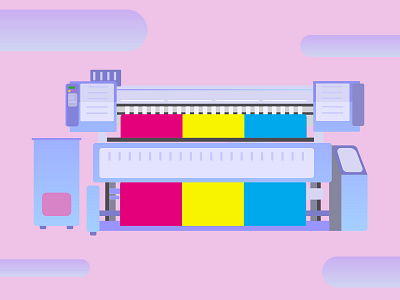 Printing Machine cmyk colots illustration printing