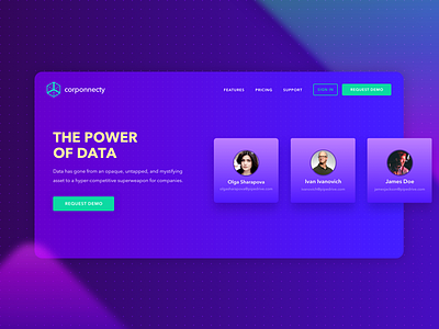 Corponnecty - onboarding 2d design hero interface landing onboarding page promo site ui user web