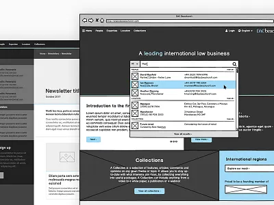 DAC Beachcroft wireframes 16i digital law prototype ui user experience user interface ux web design wireframe