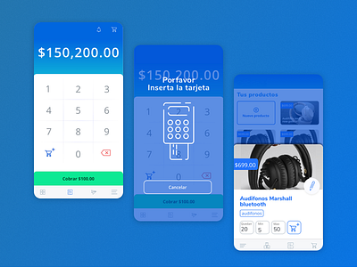 Mobile POS app work in progress app blue fresh material pos ui ux wip