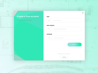 Sign Up Modal app dailyui interface mobile pastel register screen signin signup ui ux