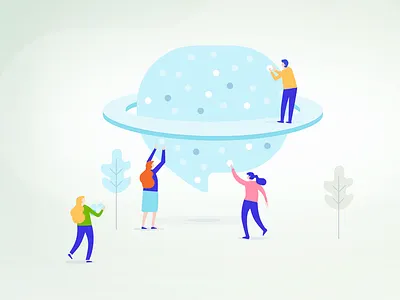 About Us - Illustration about app blue bulb green illustration landing people teamwork web