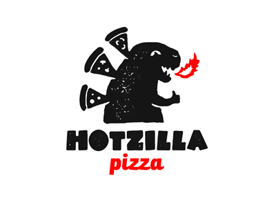 Hotzilla branding godzilla logo pizza pizzeria