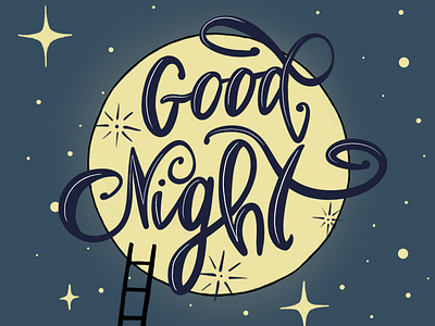 good night art drawing illustration lettering moon nightsky practice stars