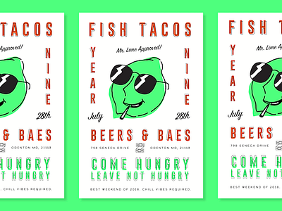 Taco Time beer illustration lime party poster retro summer taco vintage