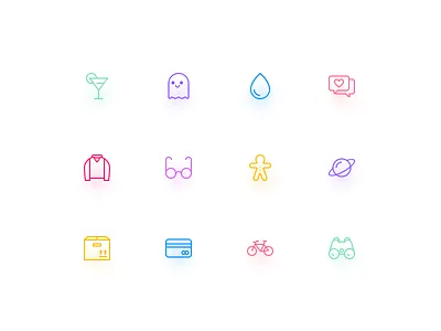 Pixel icons card demo free freebie ghost glass glasses heart icons rain sample t shirt